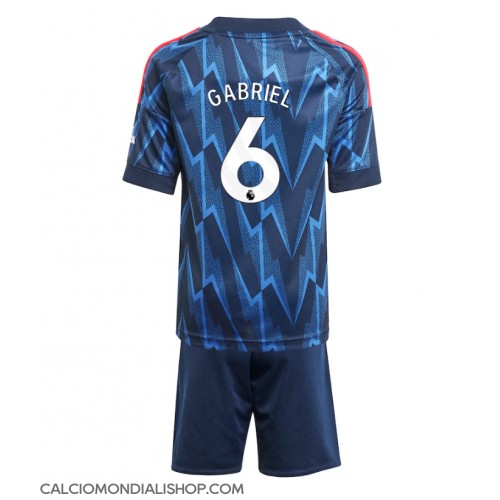 Maglie da calcio Arsenal Gabriel Magalhaes #6 Seconda Maglia Bambino 2025-26 Manica Corta (+ Pantaloni corti)